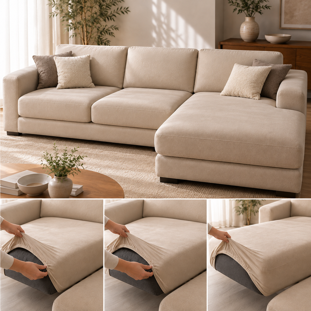 Pack Housse Canapé d’Angle – 2 Assises + Méridienne